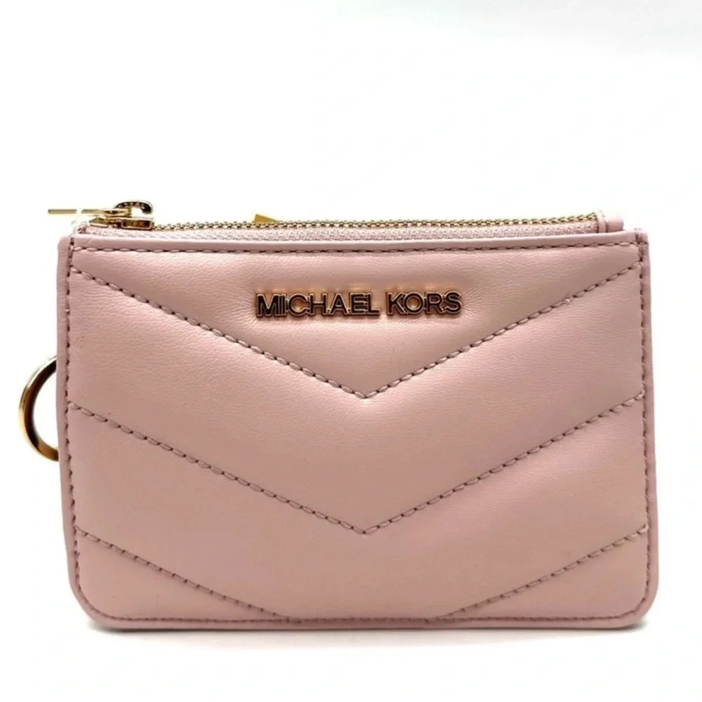 Michael Kors Jet Set Travel Small Top Zip Coin Pouch with ID Holder Powder Blush - Picture 4 of 8